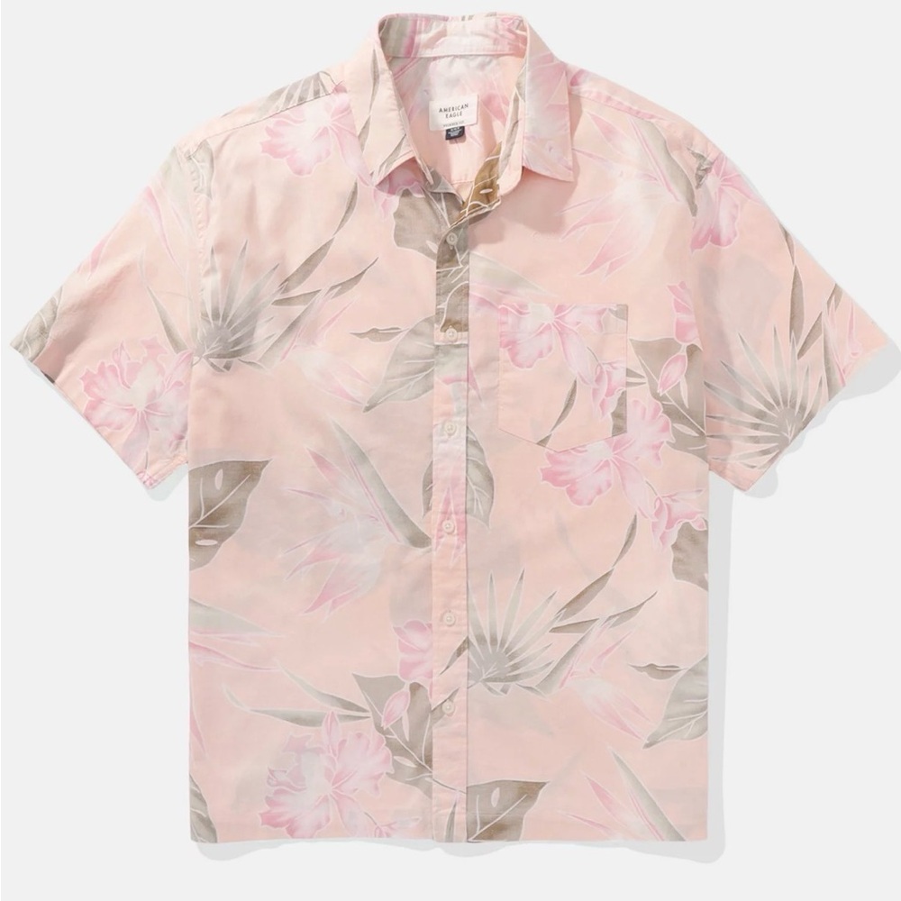American Eagle Outfitters Pink Floral Button Down Shirt